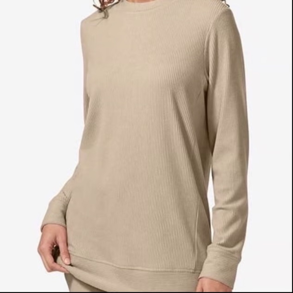 Tommy John Zen Ribbed Long Sleeve Crew Lounge Top Large